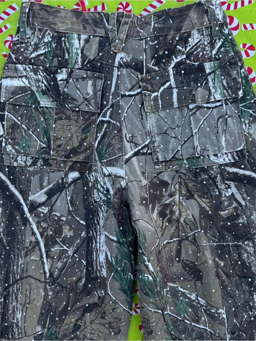 VBRT Rhinestone Camo Barrel Jeans Womens 7 W27 Baggy Cargo Y2K NWT XPT506 - Picture 12 of 16
